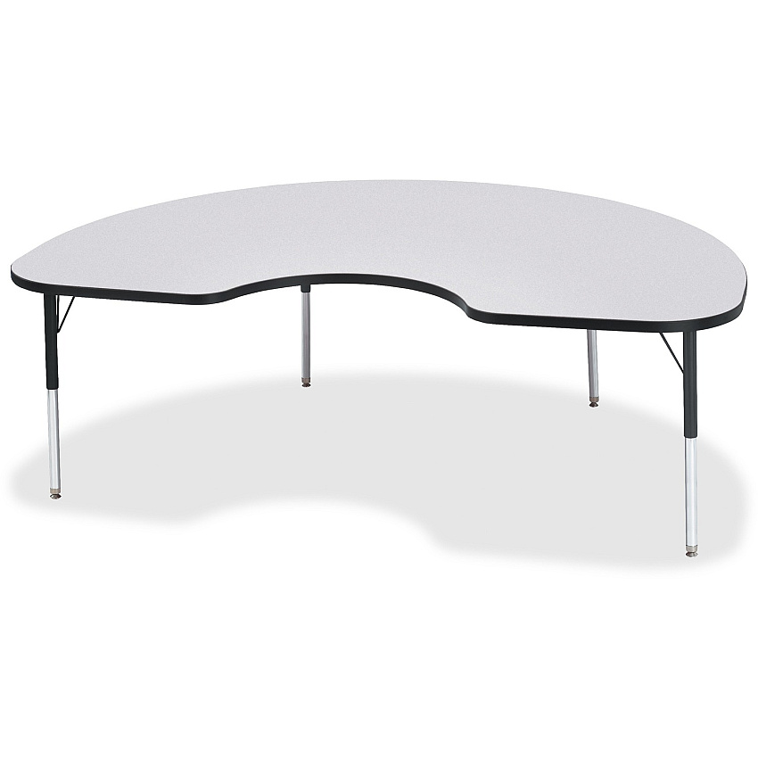 Jonti-Craft Berries Elementary Height Color Edge Kidney Table Black Kidney-shaped, Laminated Top - Four Leg Base - 4 Legs - Height Adjustable - 15" to 24" Adjustment - 72" Table Top Length x 48" Table Top Width x 1.13" Table Top Thickness - 2 (6423JCE180)