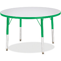 Jonti-Craft Berries Elementary Height Color Edge Round Table Gray Round Top - Four Leg Base - 4 Legs - Height Adjustable - 24" to 31" Adjustment x 1.13" Table Top Thickness x 36" Table Top Diameter - Art, Craft - Assembly Required - Freckled  (6488JCE119)