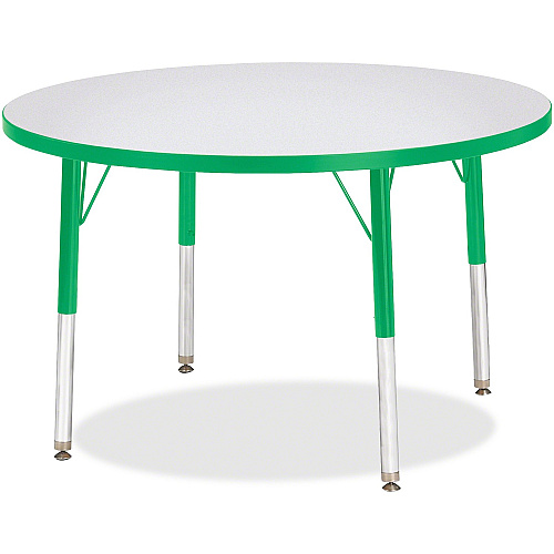 Jonti-Craft Berries Elementary Height Color Edge Round Table Gray Round Top - Four Leg Base - 4 Legs - Height Adjustable - 24" to 31" Adjustment x 1.13" Table Top Thickness x 36" Table Top Diameter - Art, Craft - Assembly Required - Freckled  (6488JCE119)