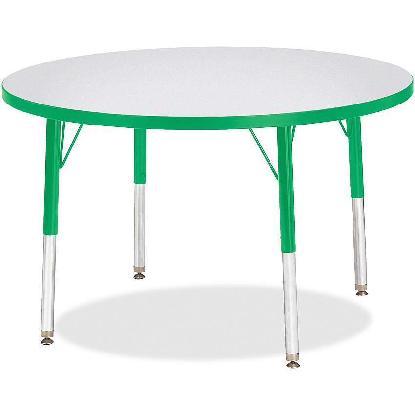 Jonti-Craft Berries Elementary Height Color Edge Round Table Gray Round Top - Four Leg Base - 4 Legs - Height Adjustable - 24" to 31" Adjustment x 1.13" Table Top Thickness x 36" Table Top Diameter - Art, Craft - Assembly Required - Freckled  (6488JCE119)