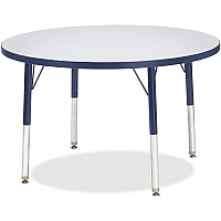 Jonti-Craft Berries Elementary Height Color Edge Round Table Gray Round Top - Four Leg Base - 4 Legs - Height Adjustable - 24" to 31" Adjustment x 1.13" Table Top Thickness x 36" Table Top Diameter - Art, Craft - Assembly Required - Freckled  (6488JCE112)