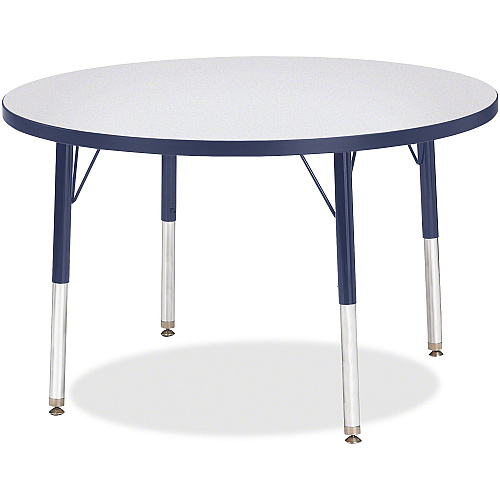 Jonti-Craft Berries Elementary Height Color Edge Round Table Gray Round Top - Four Leg Base - 4 Legs - Height Adjustable - 24" to 31" Adjustment x 1.13" Table Top Thickness x 36" Table Top Diameter - Art, Craft - Assembly Required - Freckled  (6488JCE112)