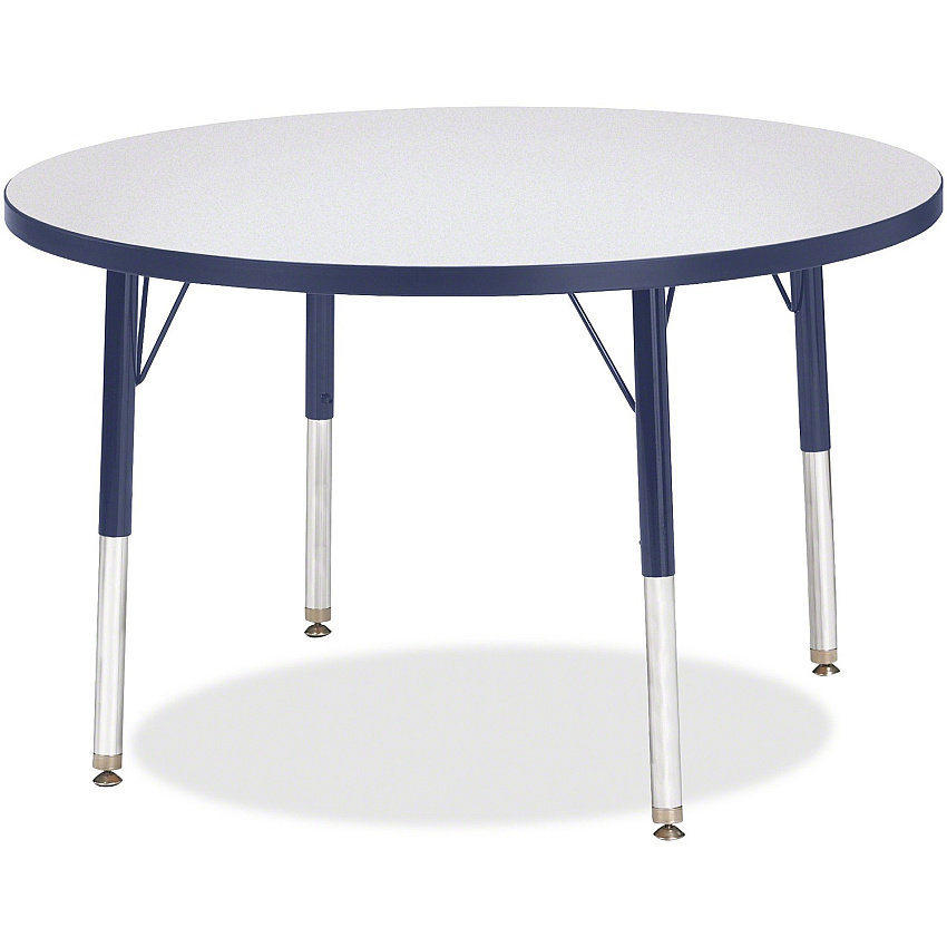 Jonti-Craft Berries Elementary Height Color Edge Round Table Gray Round Top - Four Leg Base - 4 Legs - Height Adjustable - 24" to 31" Adjustment x 1.13" Table Top Thickness x 36" Table Top Diameter - Art, Craft - Assembly Required - Freckled  (6488JCE112)