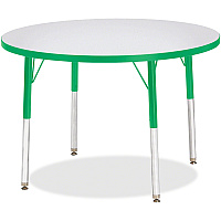 Jonti-Craft Berries Adult Height Color Edge Round Table Green Round, Laminated Top - Four Leg Base - 4 Legs - Height Adjustable - 24" to 31" Adjustment x 1.13" Table Top Thickness x 36" Table Top Diameter - 31" Height - Art, Craft - Assembly  (6488JCA119)