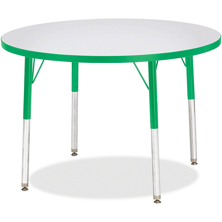 Jonti-Craft Berries Adult Height Color Edge Round Table Green Round, Laminated Top - Four Leg Base - 4 Legs - Height Adjustable - 24" to 31" Adjustment x 1.13" Table Top Thickness x 36" Table Top Diameter - 31" Height - Art, Craft - Assembly  (6488JCA119)