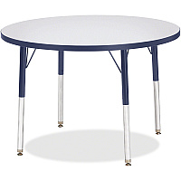 Jonti-Craft Berries Adult Height Color Edge Round Table Laminated Round, Gray Top - Four Leg Base - 4 Legs - Height Adjustable - 24" to 31" Adjustment x 1.13" Table Top Thickness x 36" Table Top Diameter - 31" Height - Art, Craft - Assembly R (6488JCA112)