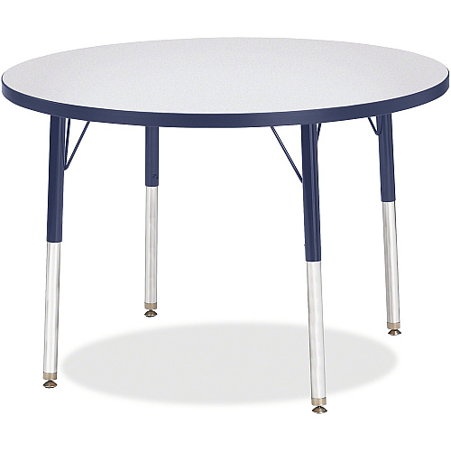 Jonti-Craft Berries Adult Height Color Edge Round Table Laminated Round, Gray Top - Four Leg Base - 4 Legs - Height Adjustable - 24" to 31" Adjustment x 1.13" Table Top Thickness x 36" Table Top Diameter - 31" Height - Art, Craft - Assembly R (6488JCA112)
