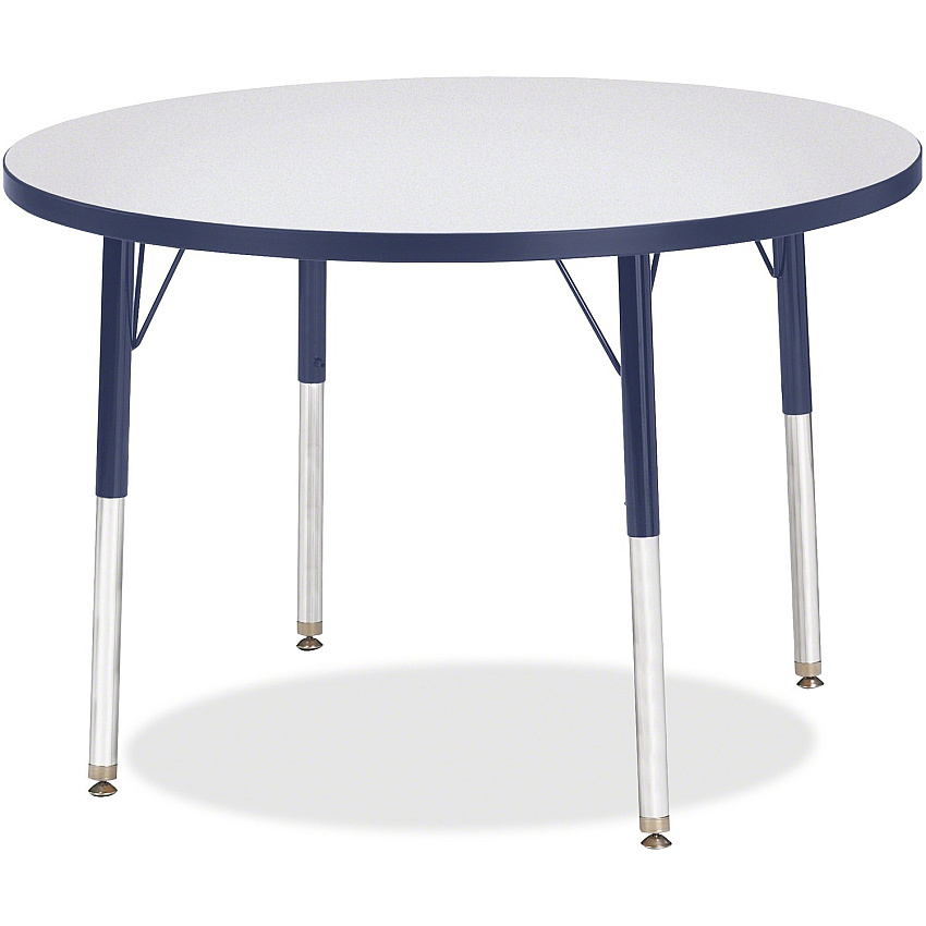 Jonti-Craft Berries Adult Height Color Edge Round Table Laminated Round, Gray Top - Four Leg Base - 4 Legs - Height Adjustable - 24" to 31" Adjustment x 1.13" Table Top Thickness x 36" Table Top Diameter - 31" Height - Art, Craft - Assembly R (6488JCA112)