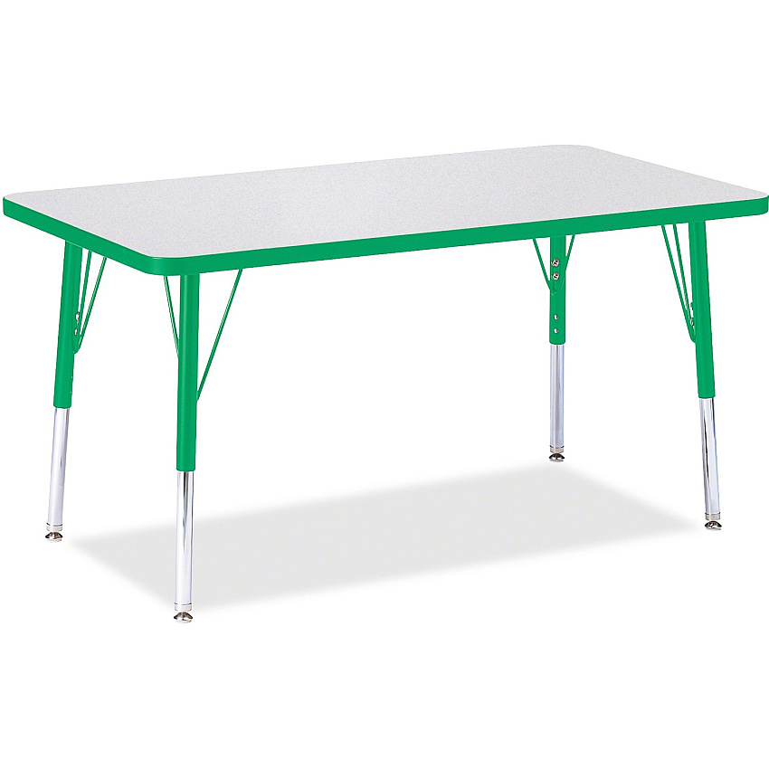 Berries Berries Elementary Height Color Edge Rectangle Table Gray Rectangle Top - Four Leg Base - 4 Legs - Height Adjustable - 15" to 24" Adjustment - 36" Table Top Length x 24" Table Top Width x 1.13" Table Top Thickness - 24" Height - Art,  (6478JCE119)