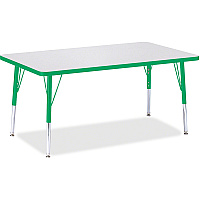 Jonti-Craft Berries Elementary Height Color Edge Rectangle Table Gray Rectangle Top - Four Leg Base - 4 Legs - Height Adjustable - 15" to 24" Adjustment - 48" Table Top Length x 30" Table Top Width x 1.13" Table Top Thickness - 24" Height - A (6473JCE119)