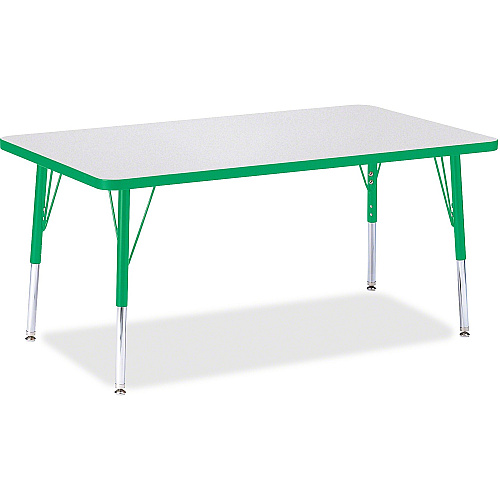 Jonti-Craft Berries Elementary Height Color Edge Rectangle Table Gray Rectangle Top - Four Leg Base - 4 Legs - Height Adjustable - 15" to 24" Adjustment - 48" Table Top Length x 30" Table Top Width x 1.13" Table Top Thickness - 24" Height - A (6473JCE119)