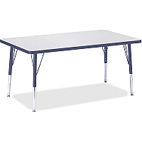 Jonti-Craft Berries Elementary Height Color Edge Rectangle Table Gray Rectangle Top - Four Leg Base - 4 Legs - Height Adjustable - 15" to 24" Adjustment - 48" Table Top Length x 30" Table Top Width x 1.13" Table Top Thickness - 24" Height - A (6473JCE112)