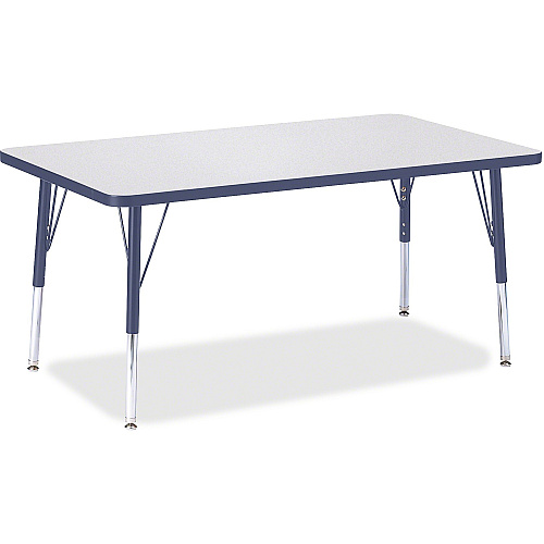 Jonti-Craft Berries Elementary Height Color Edge Rectangle Table Gray Rectangle Top - Four Leg Base - 4 Legs - Height Adjustable - 15" to 24" Adjustment - 48" Table Top Length x 30" Table Top Width x 1.13" Table Top Thickness - 24" Height - A (6473JCE112)