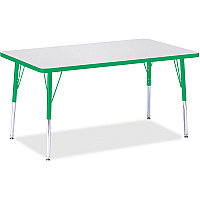 Jonti-Craft Berries Adult Height Color Edge Rectangle Table Green Rectangle, Laminated Top - Four Leg Base - 4 Legs - Height Adjustable - 24" to 31" Adjustment - 48" Table Top Length x 30" Table Top Width x 1.13" Table Top Thickness - 31" Hei (6473JCA119)