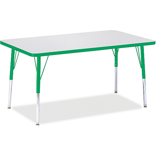 Jonti-Craft Berries Adult Height Color Edge Rectangle Table Green Rectangle, Laminated Top - Four Leg Base - 4 Legs - Height Adjustable - 24" to 31" Adjustment - 48" Table Top Length x 30" Table Top Width x 1.13" Table Top Thickness - 31" Hei (6473JCA119)