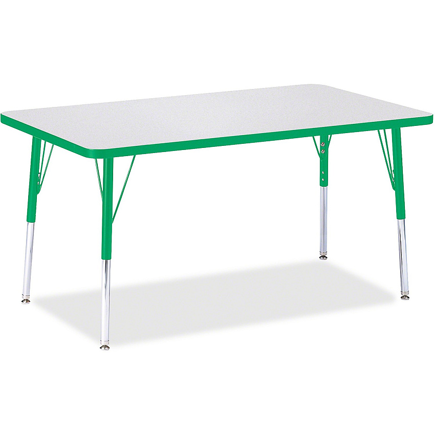 Jonti-Craft Berries Adult Height Color Edge Rectangle Table Green Rectangle, Laminated Top - Four Leg Base - 4 Legs - Height Adjustable - 24" to 31" Adjustment - 48" Table Top Length x 30" Table Top Width x 1.13" Table Top Thickness - 31" Hei (6473JCA119)