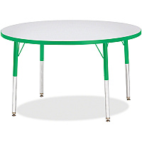 Jonti-Craft Berries Elementary Height Color Edge Round Table Gray Round Top - Four Leg Base - 4 Legs - Height Adjustable - 24" to 31" Adjustment x 1.13" Table Top Thickness x 42" Table Top Diameter - Art, Craft - Assembly Required - Freckled  (6468JCE119)