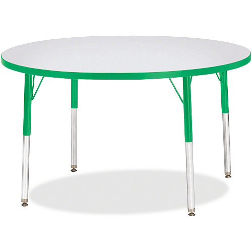 Jonti-Craft Berries Elementary Height Color Edge Round Table Gray Round Top - Four Leg Base - 4 Legs - Height Adjustable - 24" to 31" Adjustment x 1.13" Table Top Thickness x 42" Table Top Diameter - Art, Craft - Assembly Required - Freckled  (6468JCE119)