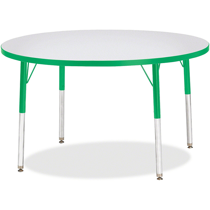 Jonti-Craft Berries Elementary Height Color Edge Round Table Gray Round Top - Four Leg Base - 4 Legs - Height Adjustable - 24" to 31" Adjustment x 1.13" Table Top Thickness x 42" Table Top Diameter - Art, Craft - Assembly Required - Freckled  (6468JCE119)