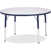 Jonti-Craft Berries Elementary Height Color Edge Round Table Gray Round Top - Four Leg Base - 4 Legs - Height Adjustable - 24" to 31" Adjustment x 1.13" Table Top Thickness x 42" Table Top Diameter - Art, Craft - Assembly Required - Freckled  (6468JCE112)