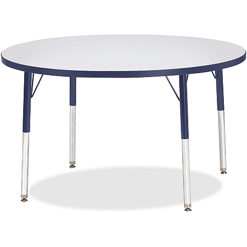 Jonti-Craft Berries Elementary Height Color Edge Round Table Gray Round Top - Four Leg Base - 4 Legs - Height Adjustable - 24" to 31" Adjustment x 1.13" Table Top Thickness x 42" Table Top Diameter - Art, Craft - Assembly Required - Freckled  (6468JCE112)