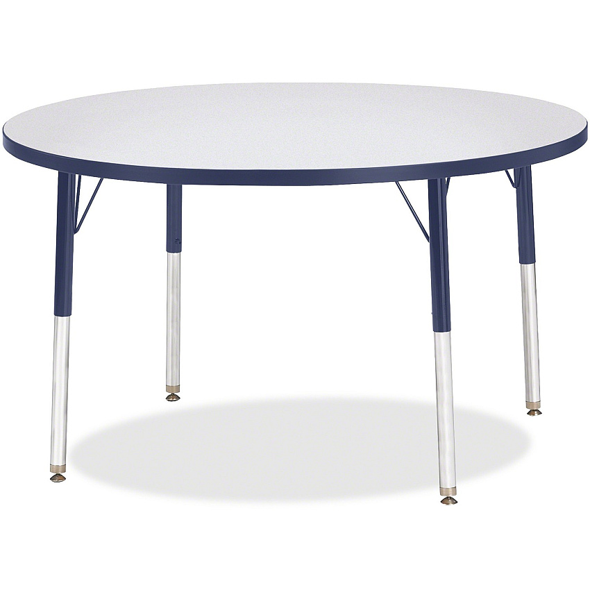 Jonti-Craft Berries Elementary Height Color Edge Round Table Gray Round Top - Four Leg Base - 4 Legs - Height Adjustable - 24" to 31" Adjustment x 1.13" Table Top Thickness x 42" Table Top Diameter - Art, Craft - Assembly Required - Freckled  (6468JCE112)