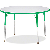 Jonti-Craft Berries Adult Height Color Edge Round Table Green Round, Laminated Top - Four Leg Base - 4 Legs - Height Adjustable - 24" to 31" Adjustment x 1.13" Table Top Thickness x 42" Table Top Diameter - 31" Height - Art, Craft - Assembly  (6468JCA119)