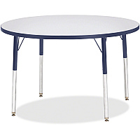 Jonti-Craft Berries Adult Height Color Edge Round Table Laminated Round, Gray Top - Four Leg Base - 4 Legs - Height Adjustable - 24" to 31" Adjustment x 1.13" Table Top Thickness x 42" Table Top Diameter - 31" Height - Art, Craft - Assembly R (6468JCA112)