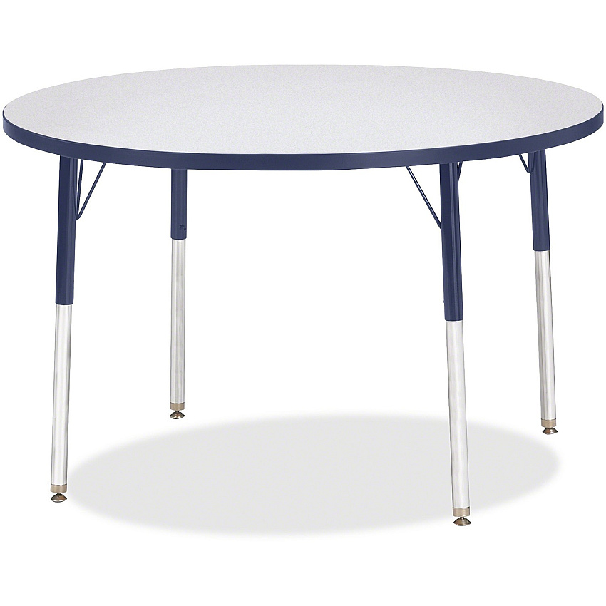 Jonti-Craft Berries Adult Height Color Edge Round Table Laminated Round, Gray Top - Four Leg Base - 4 Legs - Height Adjustable - 24" to 31" Adjustment x 1.13" Table Top Thickness x 42" Table Top Diameter - 31" Height - Art, Craft - Assembly R (6468JCA112)
