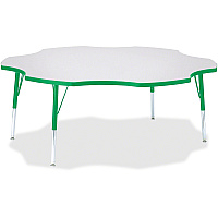 Jonti-Craft Berries Elementary Height Prism Six-Leaf Table Green, Laminated Top - Four Leg Base - 4 Legs - Height Adjustable - 15" to 24" Adjustment x 1.13" Table Top Thickness x 60" Table Top Diameter - 24" Height - Educational Environment - (6458JCE119)