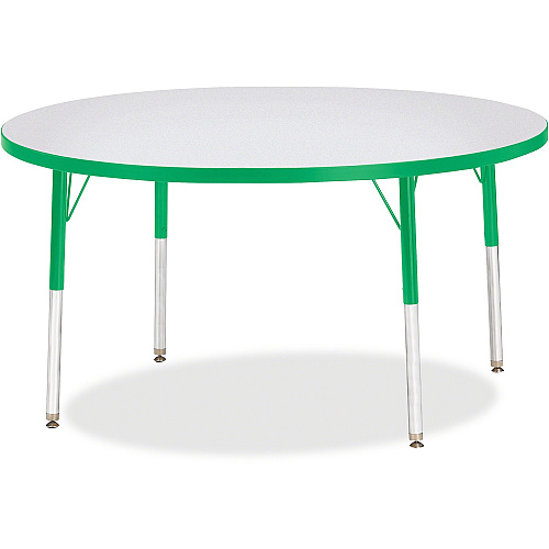 Jonti-Craft Berries Adult Height Color Edge Round Table Green Round, Laminated Top - Four Leg Base - 4 Legs - Height Adjustable - 24" to 31" Adjustment x 1.13" Table Top Thickness x 48" Table Top Diameter - 31" Height - Art, Craft - Assembly  (6433JCA119)