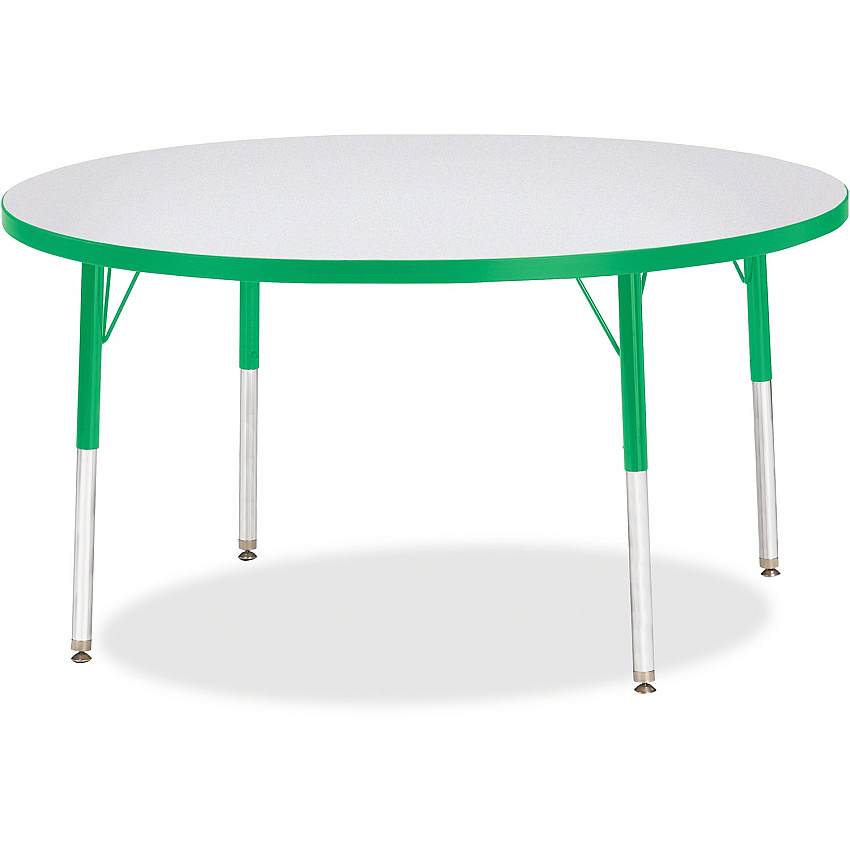 Jonti-Craft Berries Adult Height Color Edge Round Table Green Round, Laminated Top - Four Leg Base - 4 Legs - Height Adjustable - 24" to 31" Adjustment x 1.13" Table Top Thickness x 48" Table Top Diameter - 31" Height - Art, Craft - Assembly  (6433JCA119)