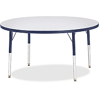 Jonti-Craft Berries Adult Height Color Edge Round Table Laminated Round, Gray Top - Four Leg Base - 4 Legs - Height Adjustable - 24" to 31" Adjustment x 1.13" Table Top Thickness x 48" Table Top Diameter - 31" Height - Art, Craft - Assembly R (6433JCA112)