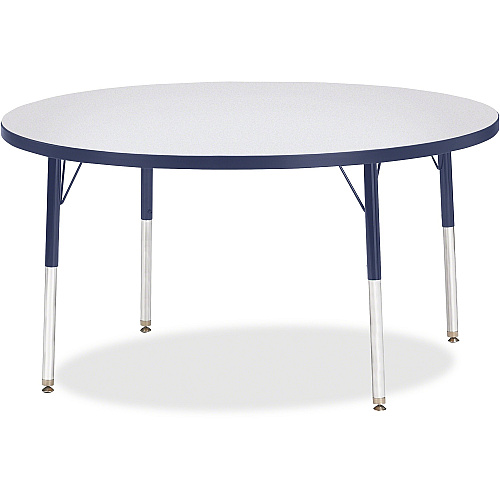 Jonti-Craft Berries Adult Height Color Edge Round Table Laminated Round, Gray Top - Four Leg Base - 4 Legs - Height Adjustable - 24" to 31" Adjustment x 1.13" Table Top Thickness x 48" Table Top Diameter - 31" Height - Art, Craft - Assembly R (6433JCA112)