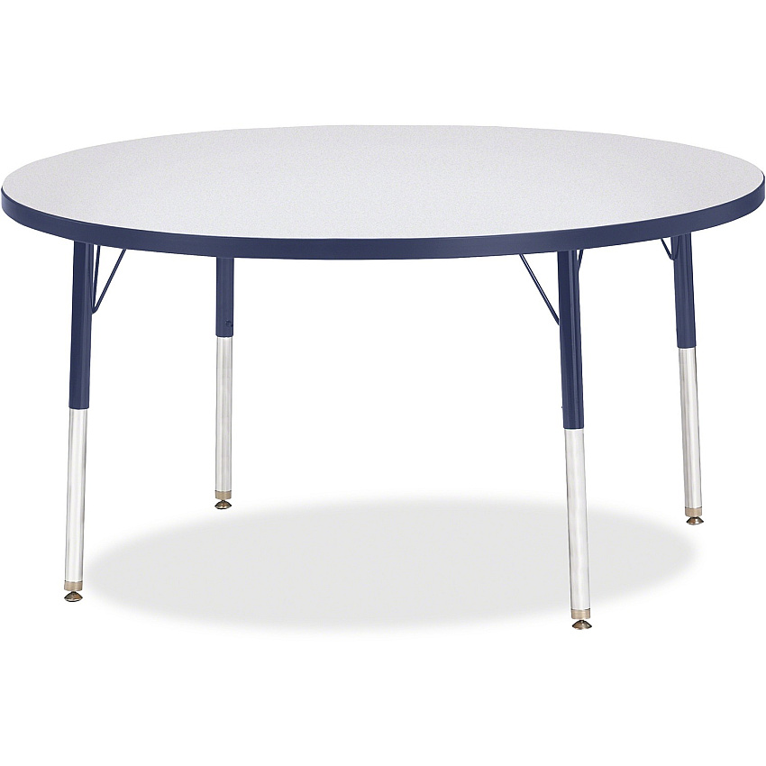 Jonti-Craft Berries Adult Height Color Edge Round Table Laminated Round, Gray Top - Four Leg Base - 4 Legs - Height Adjustable - 24" to 31" Adjustment x 1.13" Table Top Thickness x 48" Table Top Diameter - 31" Height - Art, Craft - Assembly R (6433JCA112)