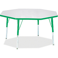 Jonti-Craft Berries Elementary Height Color Edge Octagon Table Green Octagonal, Laminated Top - Four Leg Base - 4 Legs - Height Adjustable - 15" to 24" Adjustment x 1.13" Table Top Thickness x 48" Table Top Diameter - 24" Height - Art, Craft  (6428JCE119)