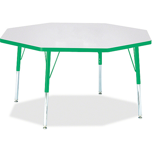 Jonti-Craft Berries Elementary Height Color Edge Octagon Table Green Octagonal, Laminated Top - Four Leg Base - 4 Legs - Height Adjustable - 15" to 24" Adjustment x 1.13" Table Top Thickness x 48" Table Top Diameter - 24" Height - Art, Craft  (6428JCE119)