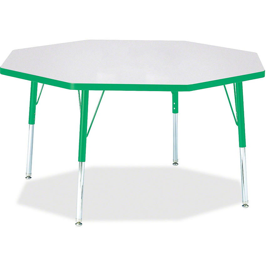 Jonti-Craft Berries Elementary Height Color Edge Octagon Table Green Octagonal, Laminated Top - Four Leg Base - 4 Legs - Height Adjustable - 15" to 24" Adjustment x 1.13" Table Top Thickness x 48" Table Top Diameter - 24" Height - Art, Craft  (6428JCE119)