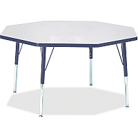 Jonti-Craft Berries Elementary Height Color Edge Octagon Table Laminated Octagonal, Gray Top - Four Leg Base - 4 Legs - Height Adjustable - 15" to 24" Adjustment x 1.13" Table Top Thickness x 48" Table Top Diameter - 24" Height - Art, Craft - (6428JCE112)