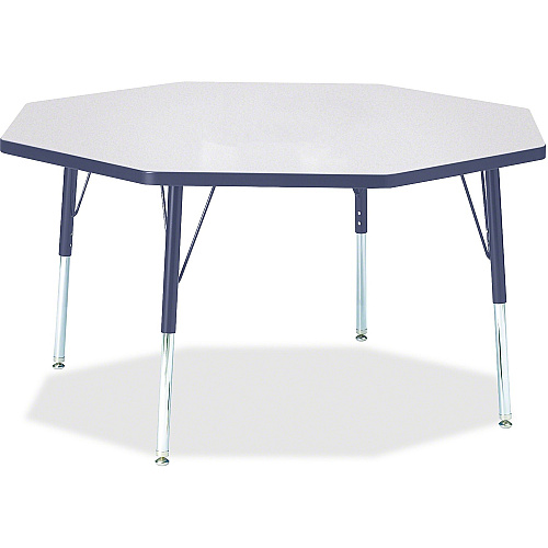Jonti-Craft Berries Elementary Height Color Edge Octagon Table Laminated Octagonal, Gray Top - Four Leg Base - 4 Legs - Height Adjustable - 15" to 24" Adjustment x 1.13" Table Top Thickness x 48" Table Top Diameter - 24" Height - Art, Craft - (6428JCE112)
