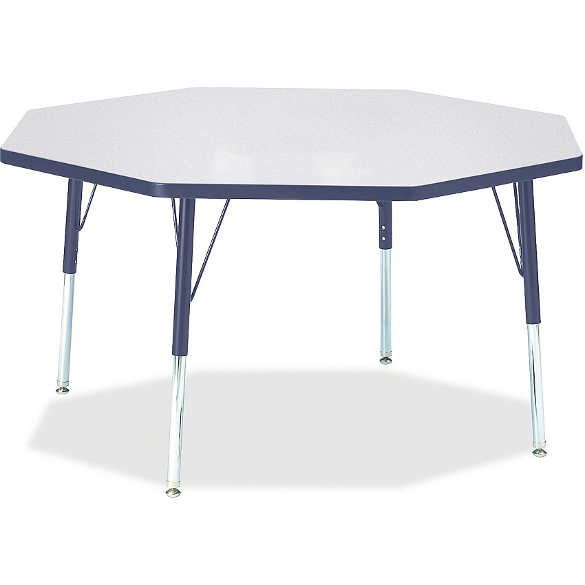Jonti-Craft Berries Elementary Height Color Edge Octagon Table Laminated Octagonal, Gray Top - Four Leg Base - 4 Legs - Height Adjustable - 15" to 24" Adjustment x 1.13" Table Top Thickness x 48" Table Top Diameter - 24" Height - Art, Craft - (6428JCE112)