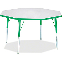 Jonti-Craft Berries Adult Height Color Edge Octagon Table Gray Octagonal, Laminated Top - Four Leg Base - 4 Legs - Height Adjustable - 24" to 31" Adjustment x 1.13" Table Top Thickness x 48" Table Top Diameter - 31" Height - Art, Craft - Asse (6428JCA119)