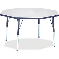 Jonti-Craft Berries Adult Height Color Edge Octagon Table Laminated Octagonal, Gray Top - Four Leg Base - 4 Legs - Height Adjustable - 24" to 31" Adjustment x 1.13" Table Top Thickness x 48" Table Top Diameter - 31" Height - Art, Craft - Asse (6428JCA112)
