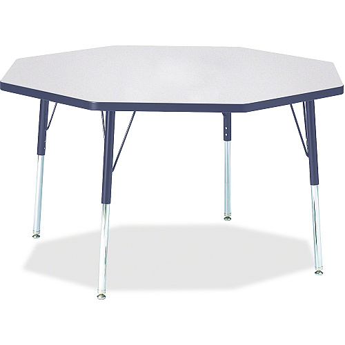 Jonti-Craft Berries Adult Height Color Edge Octagon Table Laminated Octagonal, Gray Top - Four Leg Base - 4 Legs - Height Adjustable - 24" to 31" Adjustment x 1.13" Table Top Thickness x 48" Table Top Diameter - 31" Height - Art, Craft - Asse (6428JCA112)