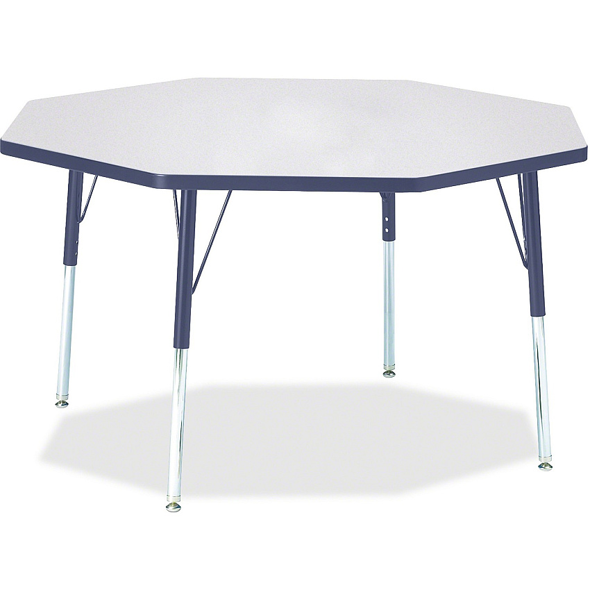 Jonti-Craft Berries Adult Height Color Edge Octagon Table Laminated Octagonal, Gray Top - Four Leg Base - 4 Legs - Height Adjustable - 24" to 31" Adjustment x 1.13" Table Top Thickness x 48" Table Top Diameter - 31" Height - Art, Craft - Asse (6428JCA112)