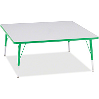 Jonti-Craft Berries Elementary Height Color Edge Square Table Green Square, Laminated Top - Four Leg Base - 4 Legs - Height Adjustable - 15" to 24" Adjustment - 48" Table Top Length x 48" Table Top Width x 1.13" Table Top Thickness - 24" Heig (6418JCE119)