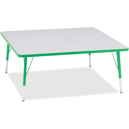 Jonti-Craft Berries Elementary Height Color Edge Square Table Green Square, Laminated Top - Four Leg Base - 4 Legs - Height Adjustable - 15" to 24" Adjustment - 48" Table Top Length x 48" Table Top Width x 1.13" Table Top Thickness - 24" Heig (6418JCE119)