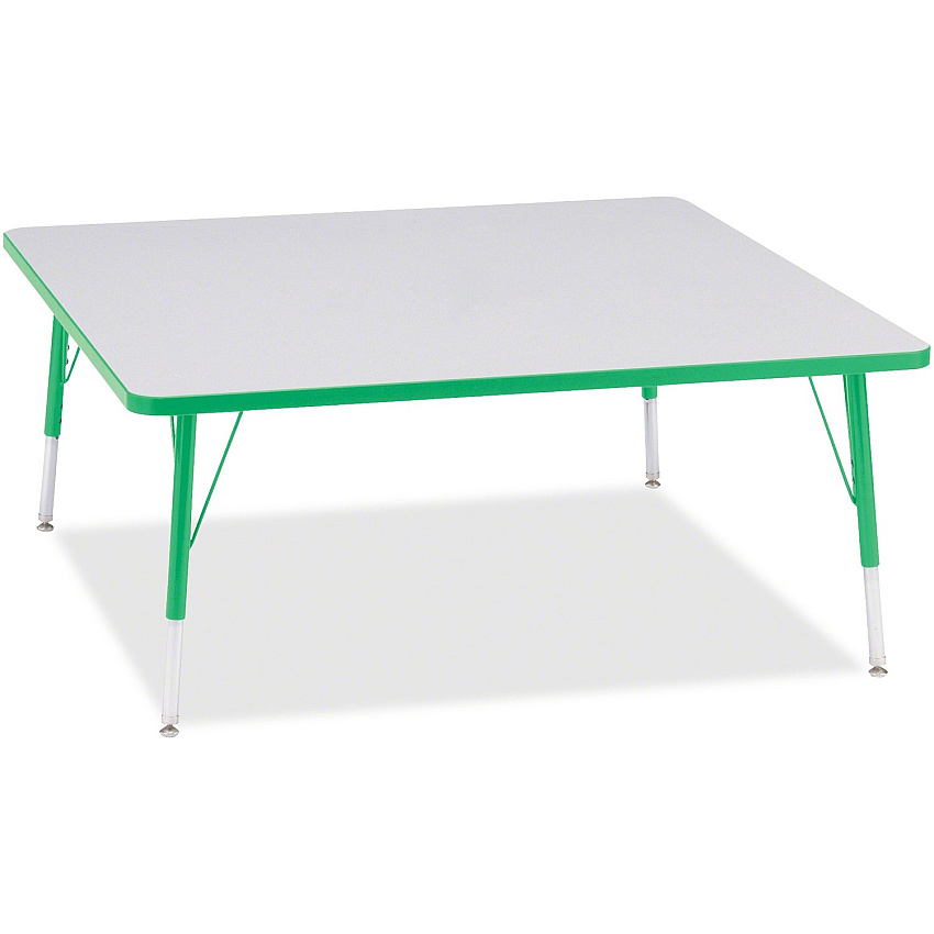 Jonti-Craft Berries Elementary Height Color Edge Square Table Green Square, Laminated Top - Four Leg Base - 4 Legs - Height Adjustable - 15" to 24" Adjustment - 48" Table Top Length x 48" Table Top Width x 1.13" Table Top Thickness - 24" Heig (6418JCE119)