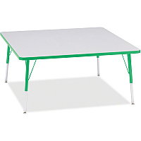 Jonti-Craft Berries Adult Height Prism Color Edge Square Table Green Square, Laminated Top - Four Leg Base - 4 Legs - Height Adjustable - 24