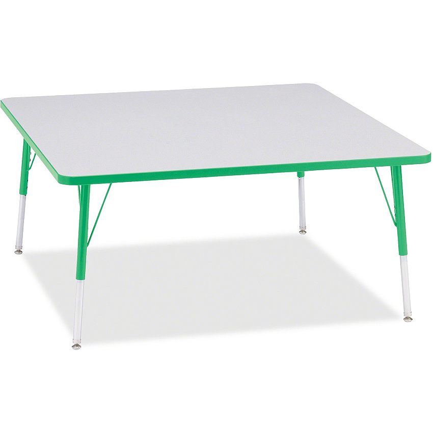Jonti-Craft Berries Adult Height Prism Color Edge Square Table Green Square, Laminated Top - Four Leg Base - 4 Legs - Height Adjustable - 24" to 31" Adjustment - 48" Table Top Length x 48" Table Top Width x 1.13" Table Top Thickness - 31" Hei (6418JCA119)